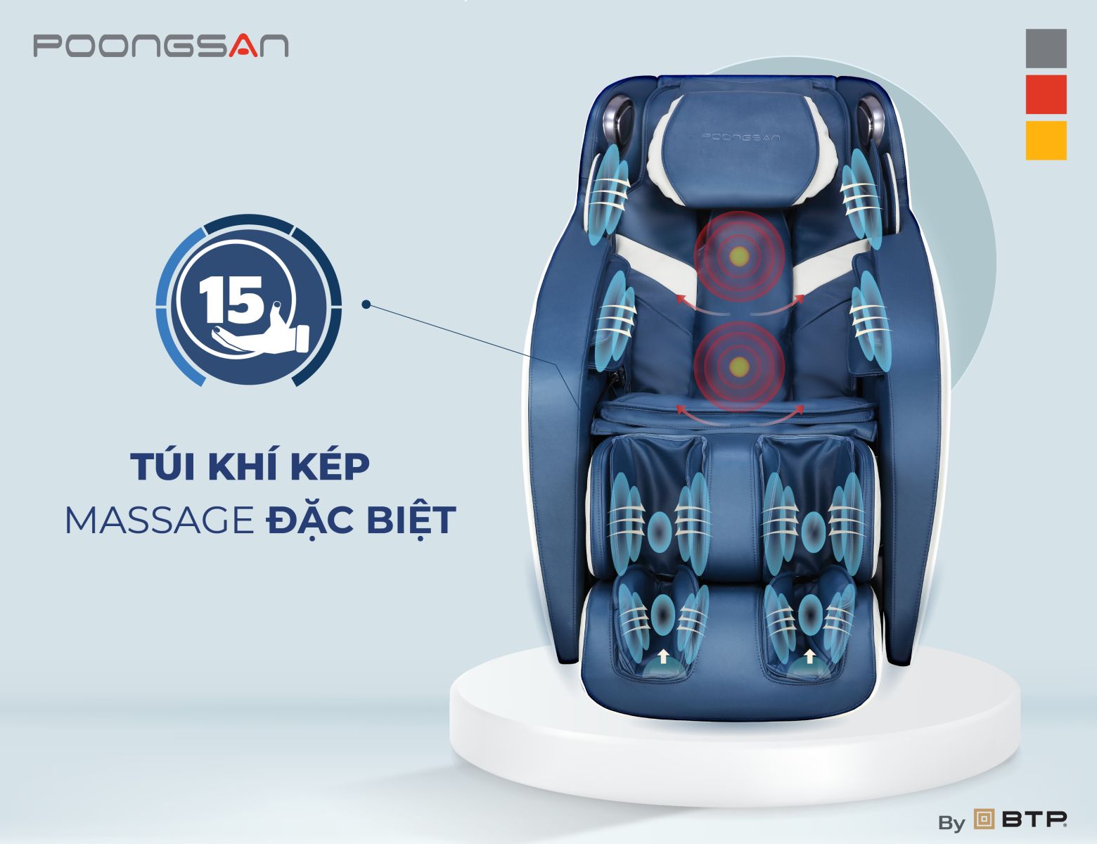Các túi khí được đặt ở các vị trí khác nhau bao gồm ở tay, vai, lưng, bắp chân và bàn chân Các túi khí được đặt ở các vị trí khác nhau bao gồm ở tay, vai, lưng, bắp chân và bàn chân